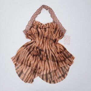NWT Free People cowl neck camisole high low abstract lace trim halter top blouse